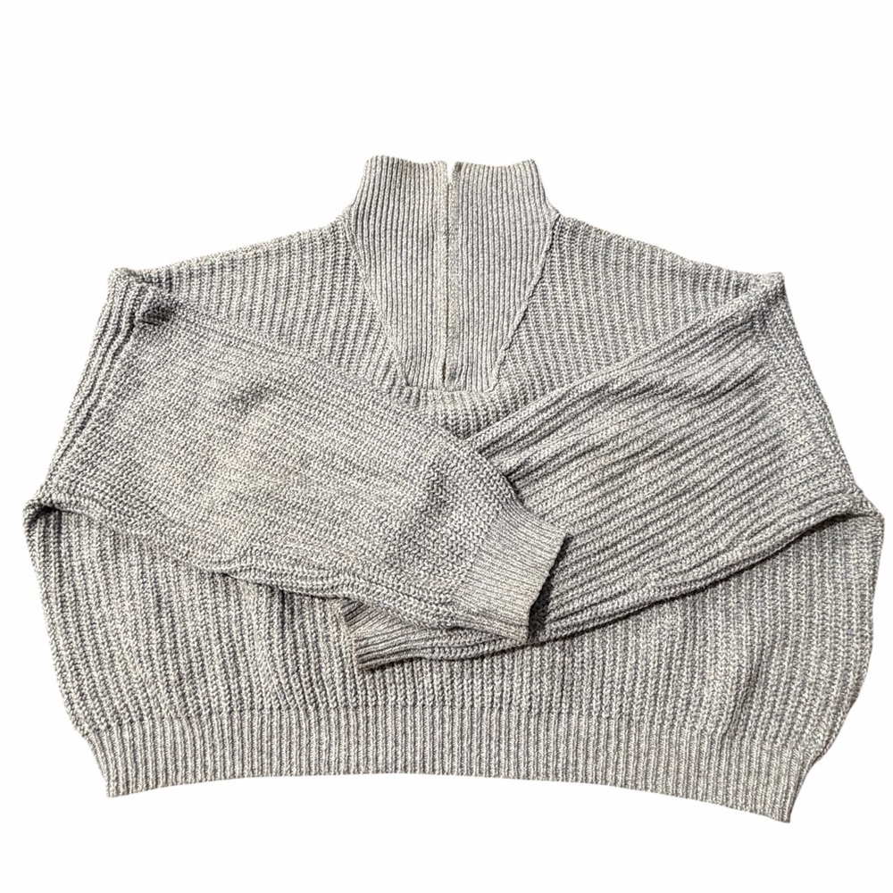 Fashion Nova Size 3X Light Grey Color Ribbed Half-Zip Sweater. PTP 28